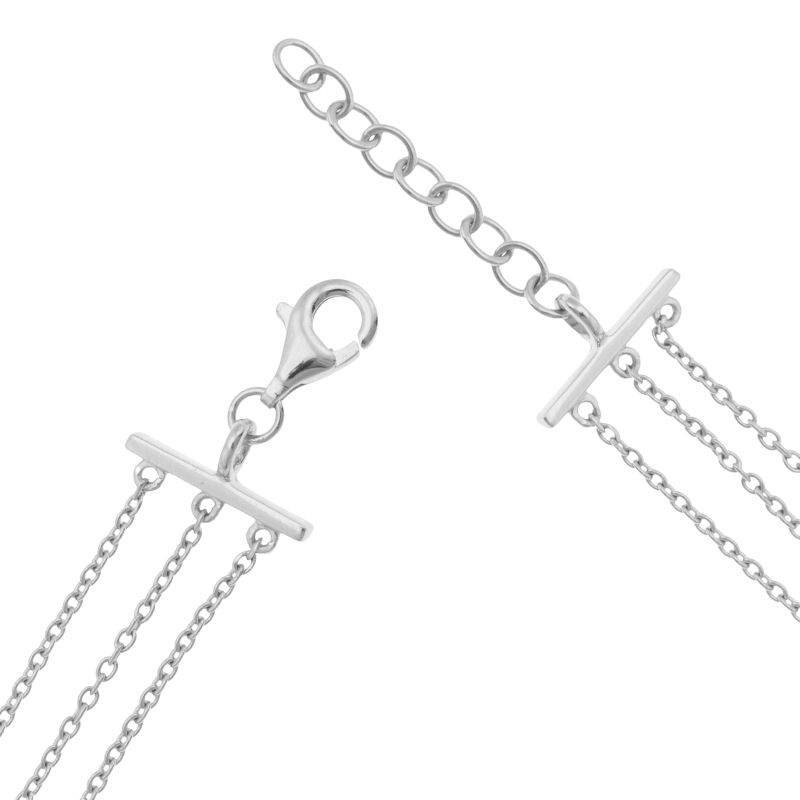 Bracelet en argent rhodié, verre et laque