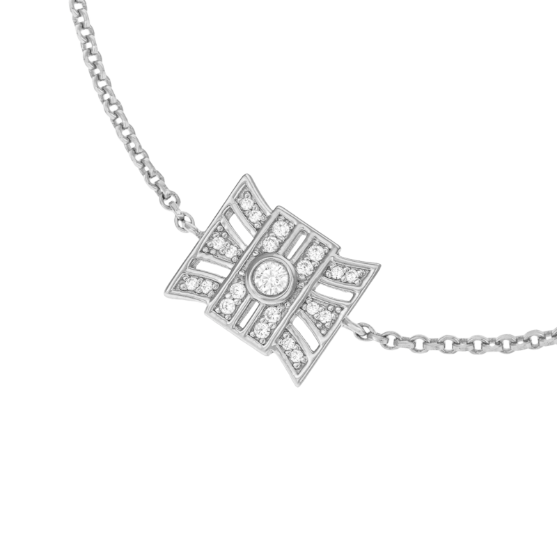 Bracelet en argent rhodié et oxydes de zirconium