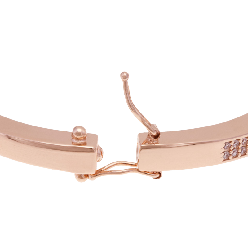 Bracelet jonc bronze plaqué or rose et oxydes de zirconium