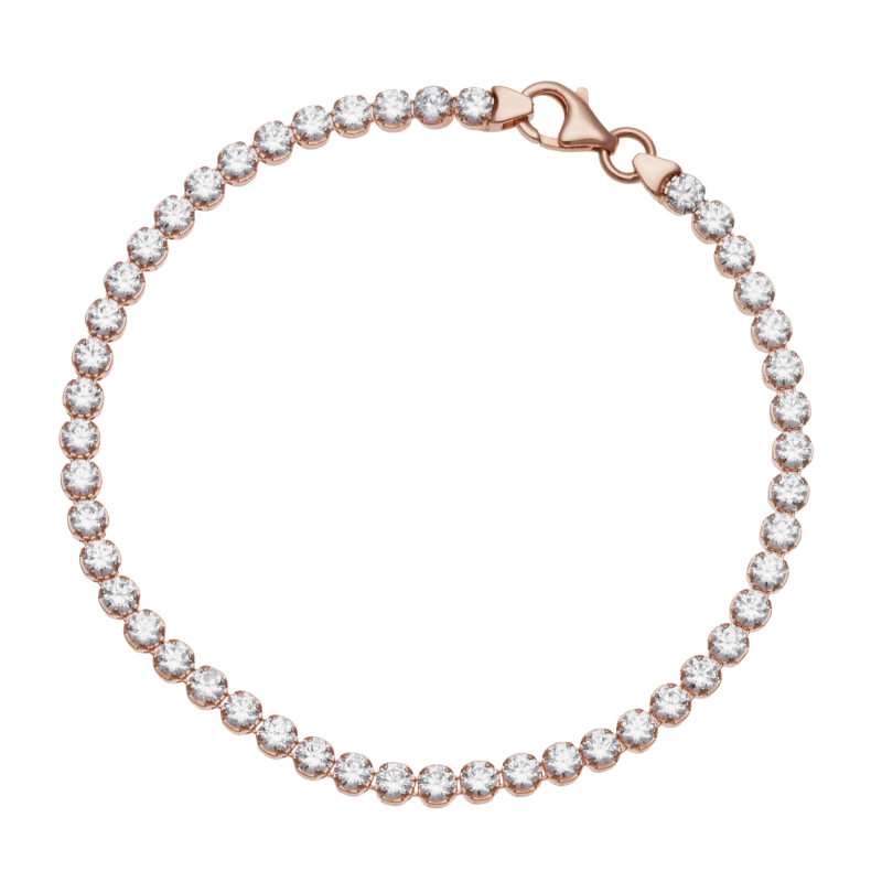 Bracelet bronze plaqué or rose et oxydes de zirconium