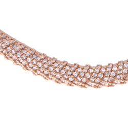 Bracelet jonc en bronze plaqué or rose et oxydes de zirconium