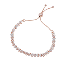 Bracelet bronze plaqué or rose et oxydes de zirconium