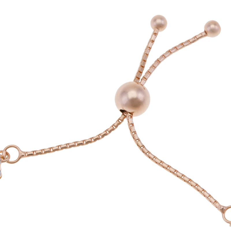 Bracelet bronze plaqué or rose et oxydes de zirconium