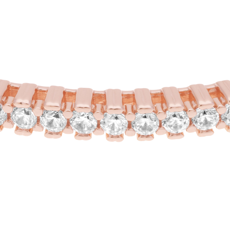Bracelet jonc en bronze plaqué or rose et oxydes de zirconium