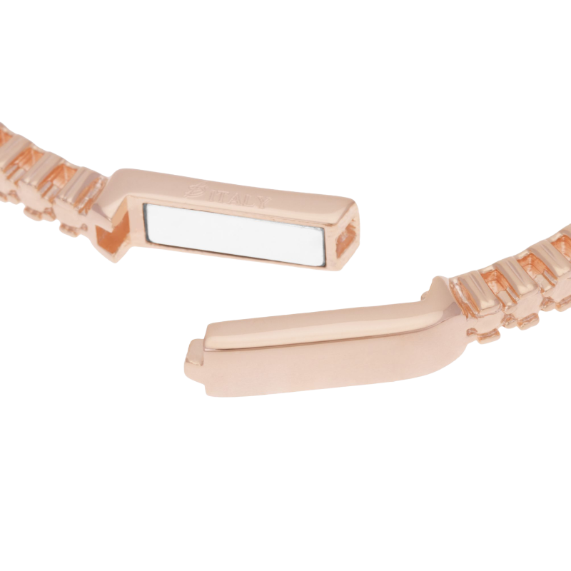 Bracelet jonc en bronze plaqué or rose et oxydes de zirconium