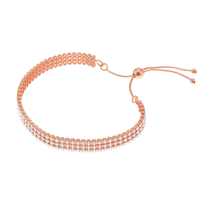 Bracelet bronze en plaqué or rose et oxydes de zirconium