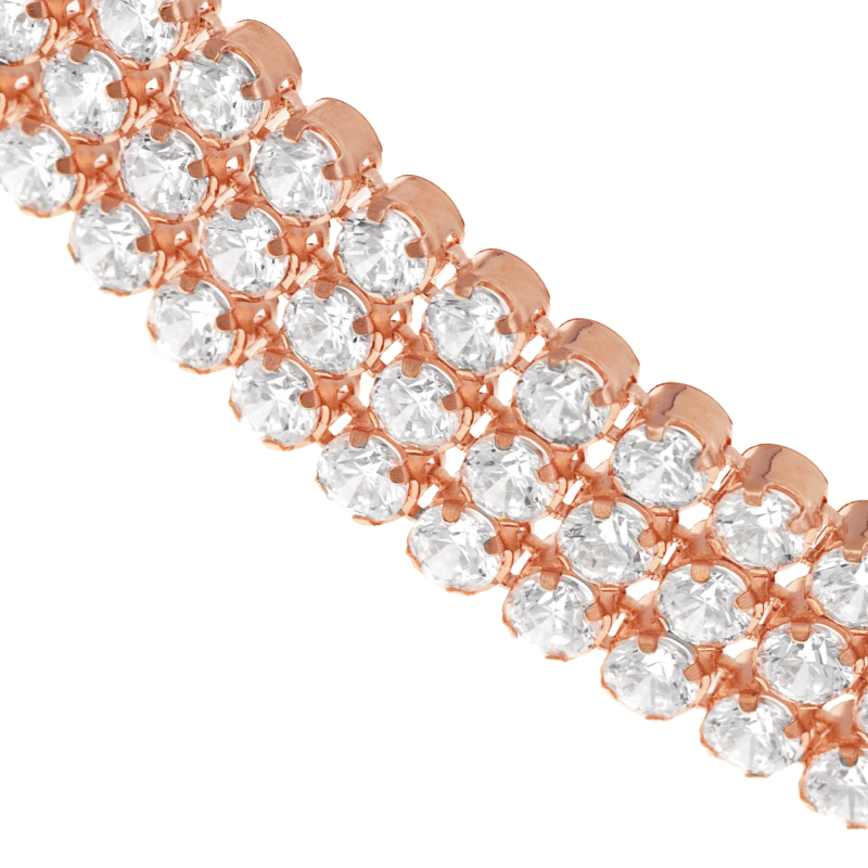 Bracelet bronze en plaqué or rose et oxydes de zirconium