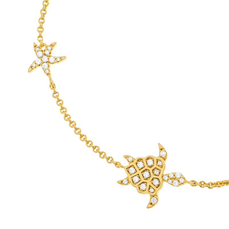 Bracelet en argent doré et oxydes de zirconium, tortue