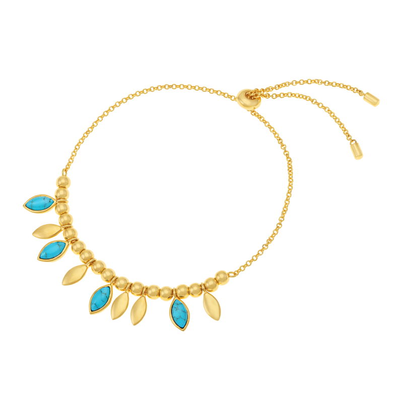 Bracelet en argent doré et pierres synthétiques turquoises