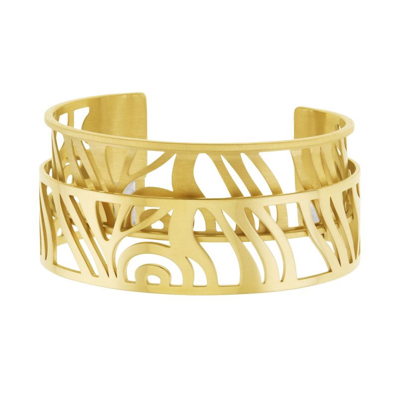 Bracelet jonc Méli Versa en acier doré, 20mm