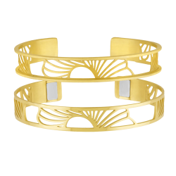 Bracelet jonc Méli Versa en acier doré, 10mm