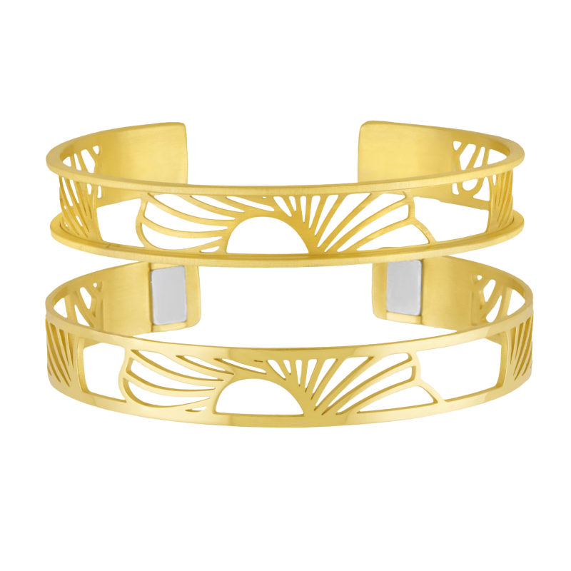 Bracelet jonc Méli Versa en acier doré, 10mm
