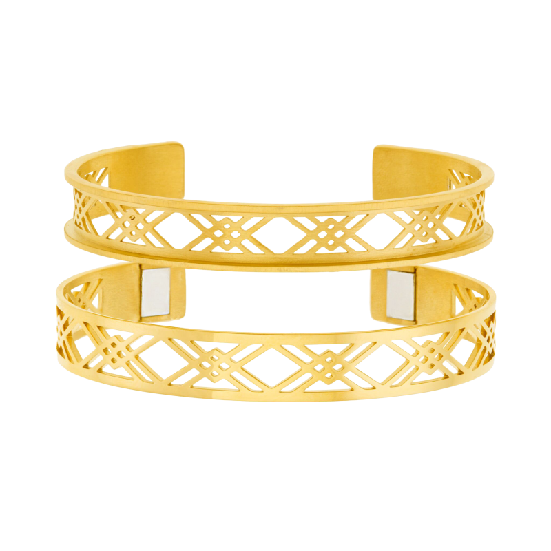 Bracelet jonc Méli Versa en acier doré, 10mm