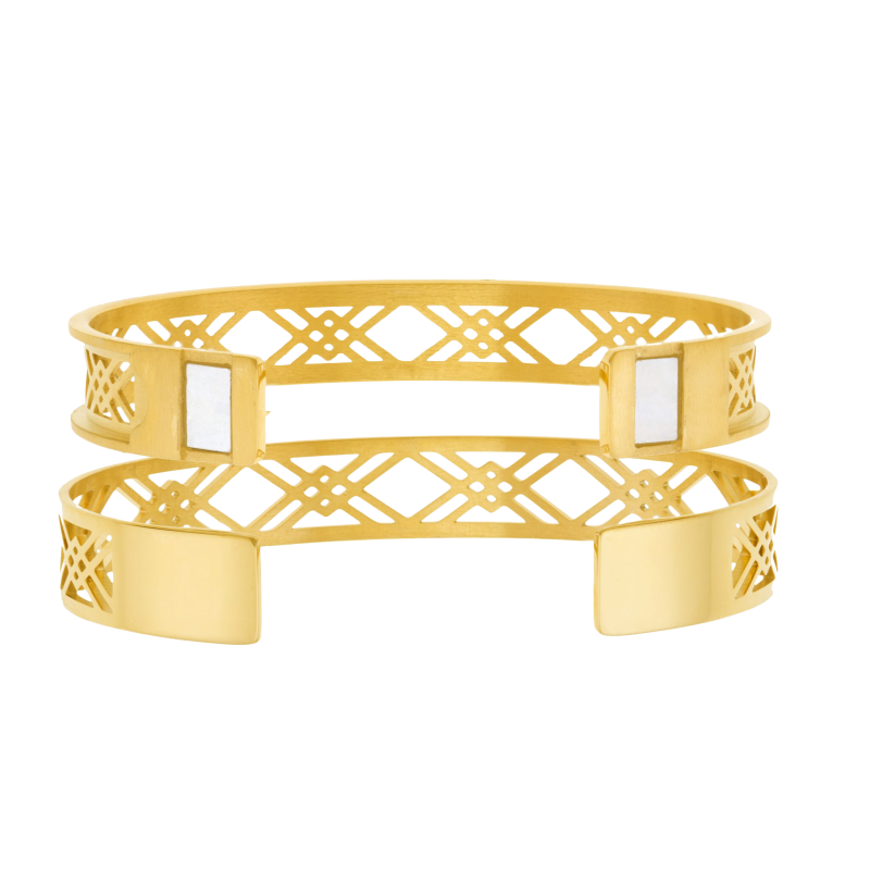 Bracelet jonc Méli Versa en acier doré, 10mm