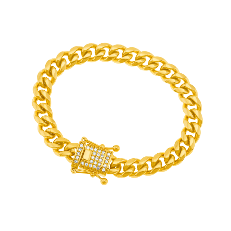 Bracelet en acier doré et oxydes de zirconium