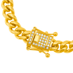 Bracelet en acier doré et oxydes de zirconium