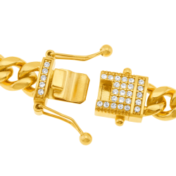 Bracelet en acier doré et oxydes de zirconium