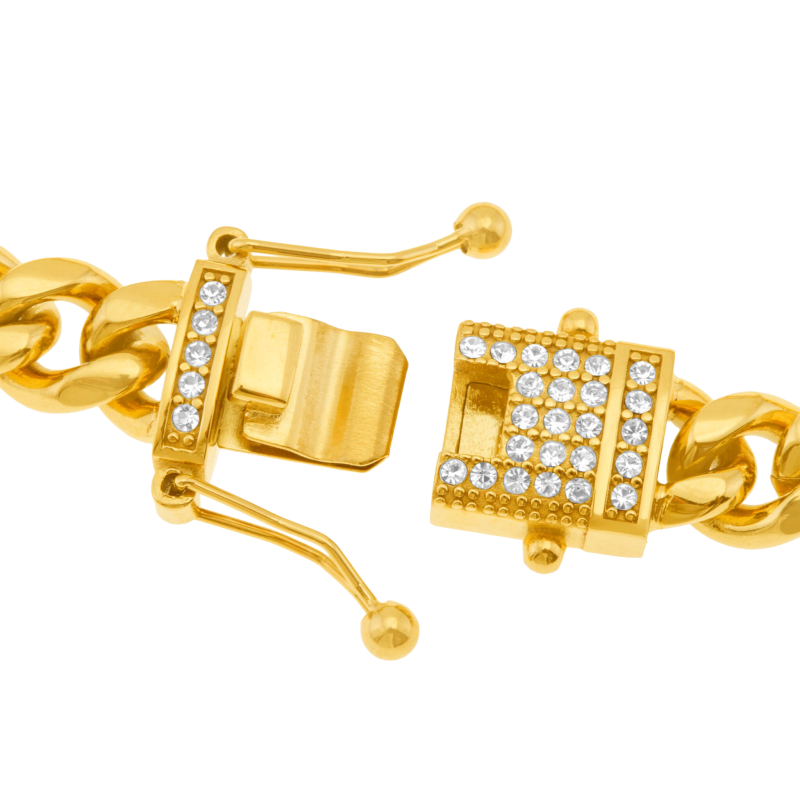 Bracelet en acier doré et oxydes de zirconium