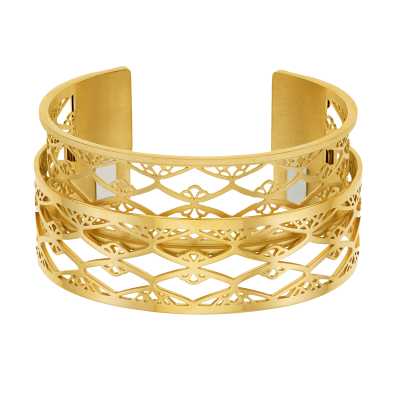 Bracelet jonc Méli Versa en acier doré, 20mm