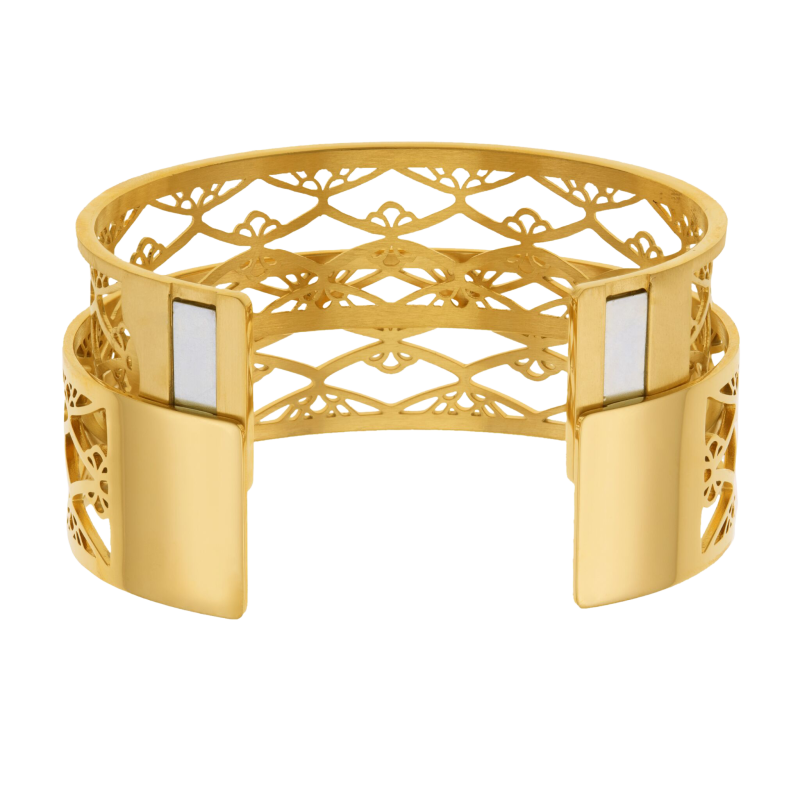 Bracelet jonc Méli Versa en acier doré, 20mm