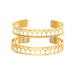 Bracelet jonc Méli versa en acier doré, 10mm