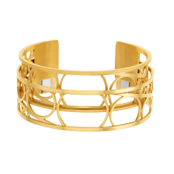 Bracelet jonc Méli Versa en acier doré, 20mm