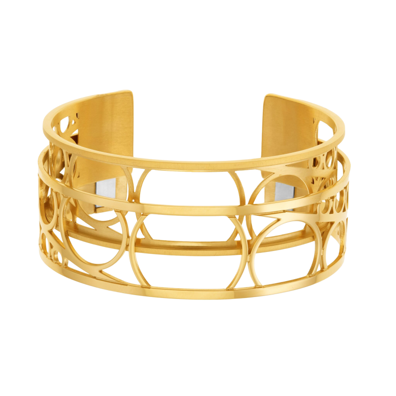 Bracelet jonc Méli Versa en acier doré, 20mm