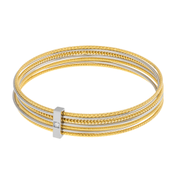 Bracelet semainier en acier et acier doré, oxyde de zirconium