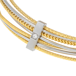 Bracelet semainier en acier et acier doré, oxyde de zirconium