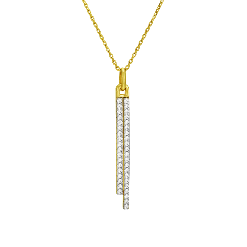 Collier en plaqué or, oxydes de zirconium, barrettes 