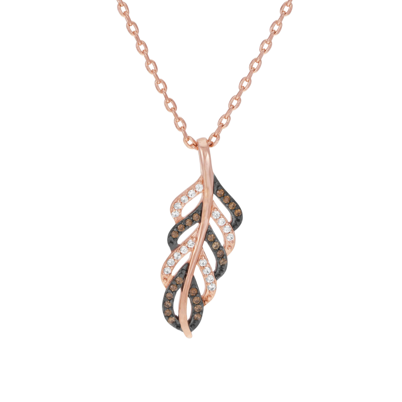 Collier en plaqué or rose et rhodié, oxydes de zirconium