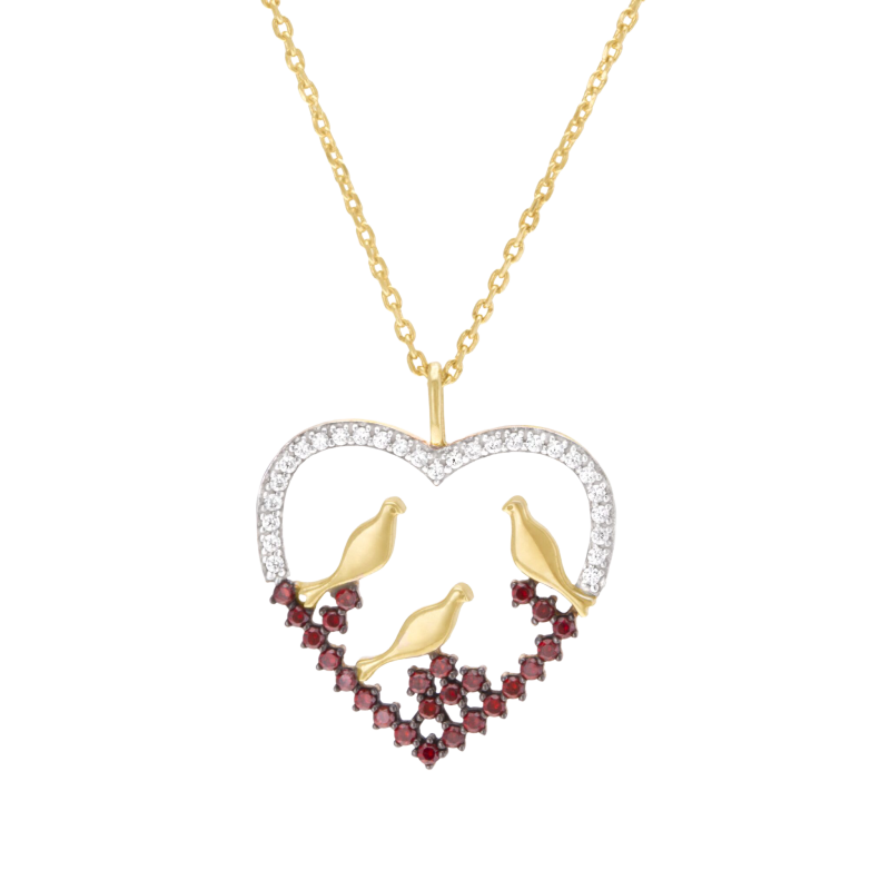 Collier en plaqué or et rhodié, oxydes de zirconium 