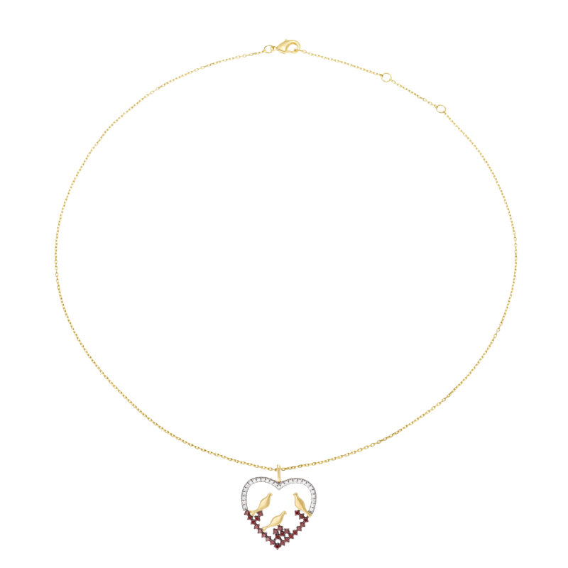 Collier en plaqué or et rhodié, oxydes de zirconium 