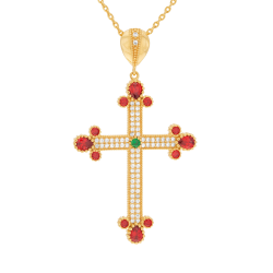 Collier en plaqué or et oxydes de zirconium, croix