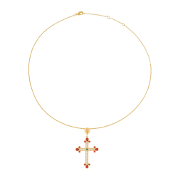 Collier en plaqué or et oxydes de zirconium, croix
