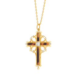 Collier en plaqué or, acétate et oxydes de zirconium
