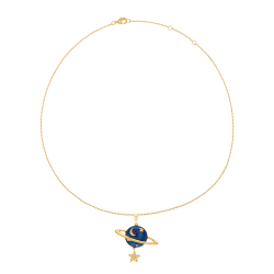 Collier en plaqué or, oxydes de zirconium et laque bleue