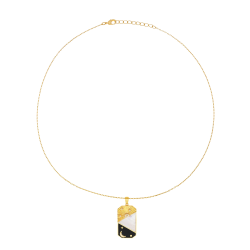 Collier en plaqué or, oxydes de zirconium, nacre et laque