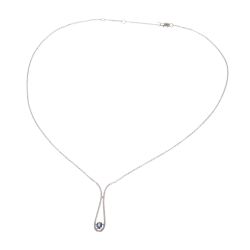 Collier en argent rhodié, goutte, saphir et oxydes de zirconium