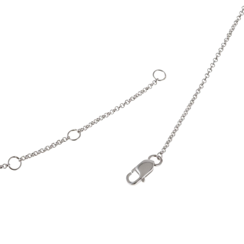 Collier en argent rhodié, goutte, saphir et oxydes de zirconium