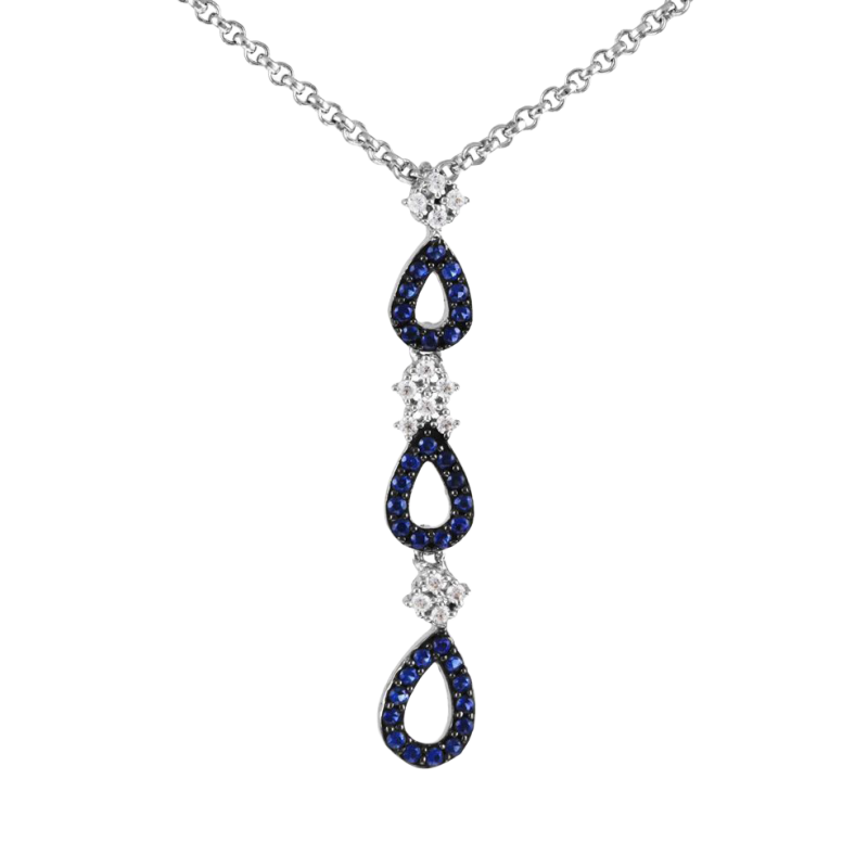 Collier en argent rhodié, oxydes de zirconium