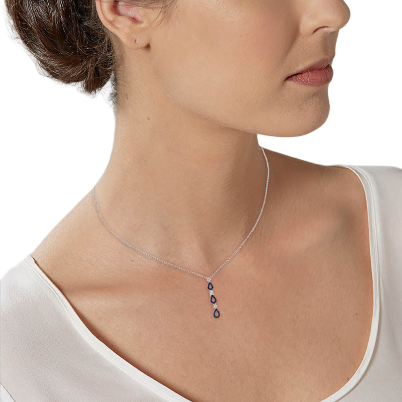 Collier en argent rhodié, oxydes de zirconium