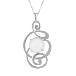 Collier en argent rhodié, pierre de lune