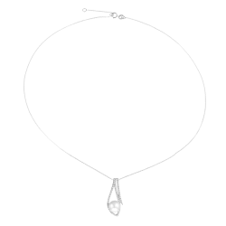 Collier en argent rhodié, perle de culture et oxydes de zirconium