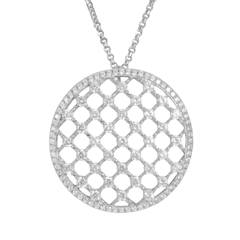 Collier en argent rhodié et oxydes de zirconium