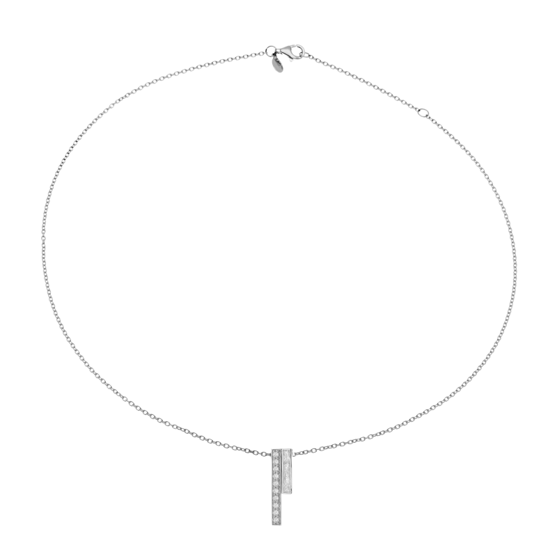 Collier en argent rhodié et oxydes de zirconium