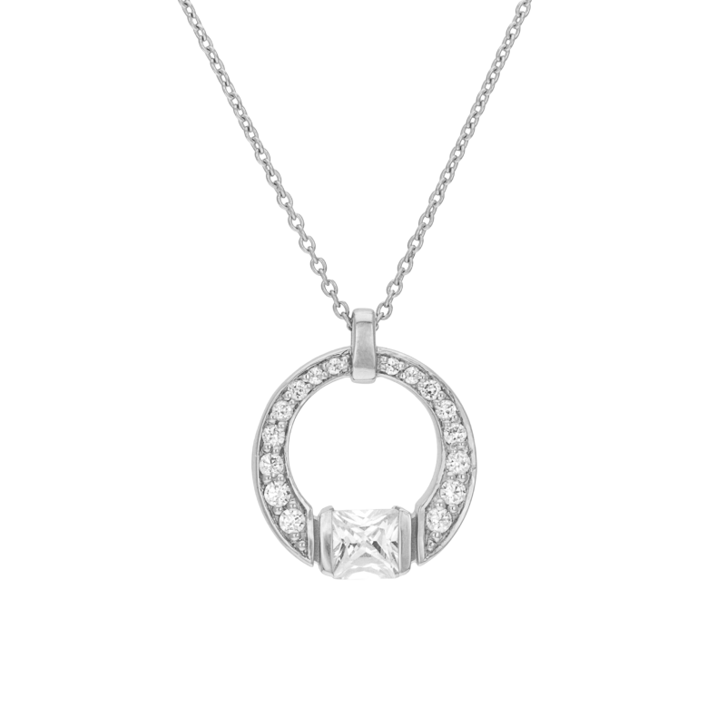 Collier en argent rhodié et oxydes de zirconium