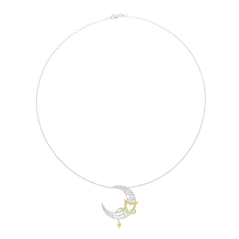 Collier en argent rhodié et doré, oxydes de zirconium