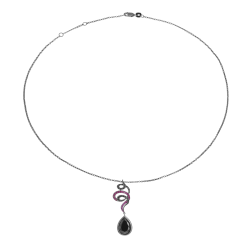 Collier en argent rhodié gris anthracite, oxydes de zirconium