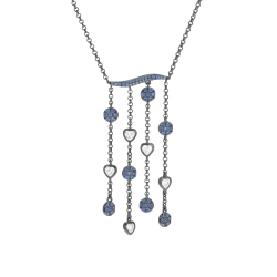 Collier en argent rhodié gris anthracite, oxydes de zirconium